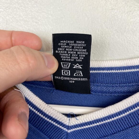 Vintage Warner Bros Shirt Mens 2XL Blue Marvin Martian Taz Looney Tunes 90s - Picture 6 of 12